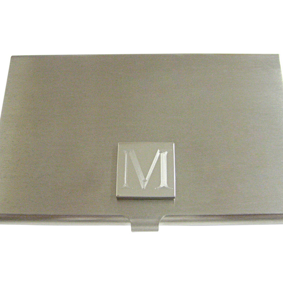 Icy Rick & Morty Pendant Chain Letter M Etched Monogram Business Card Holder